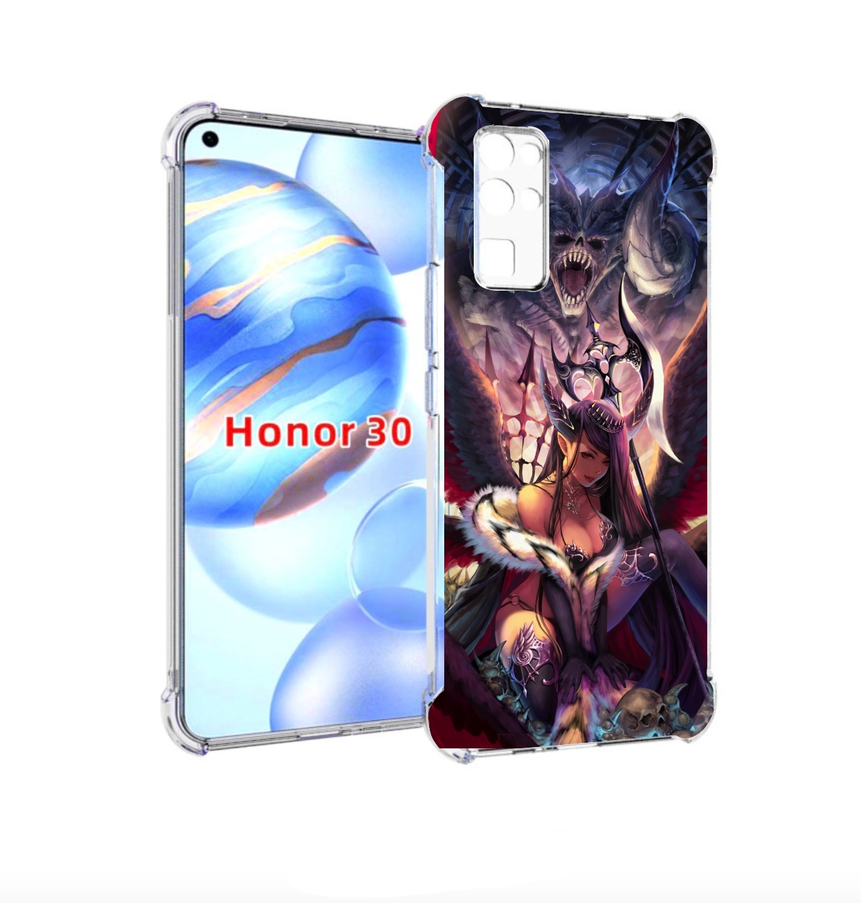 

Чехол бампер MyPads девушка с демоном на фоне женский для Honor, Прозрачный, Tocco