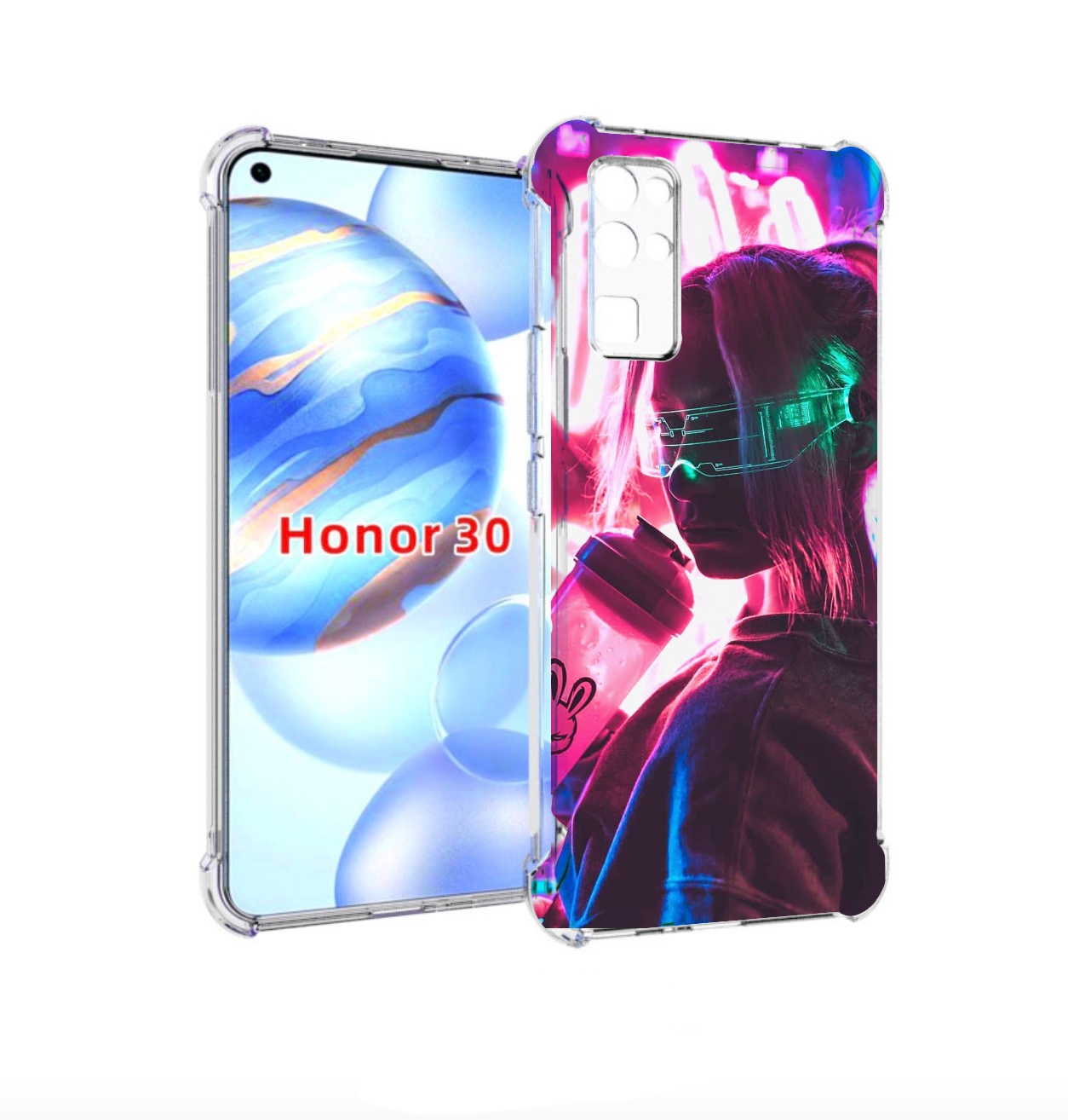 

Чехол бампер MyPads девушка неоновый фон женский для Honor 30 (B, Прозрачный, Tocco