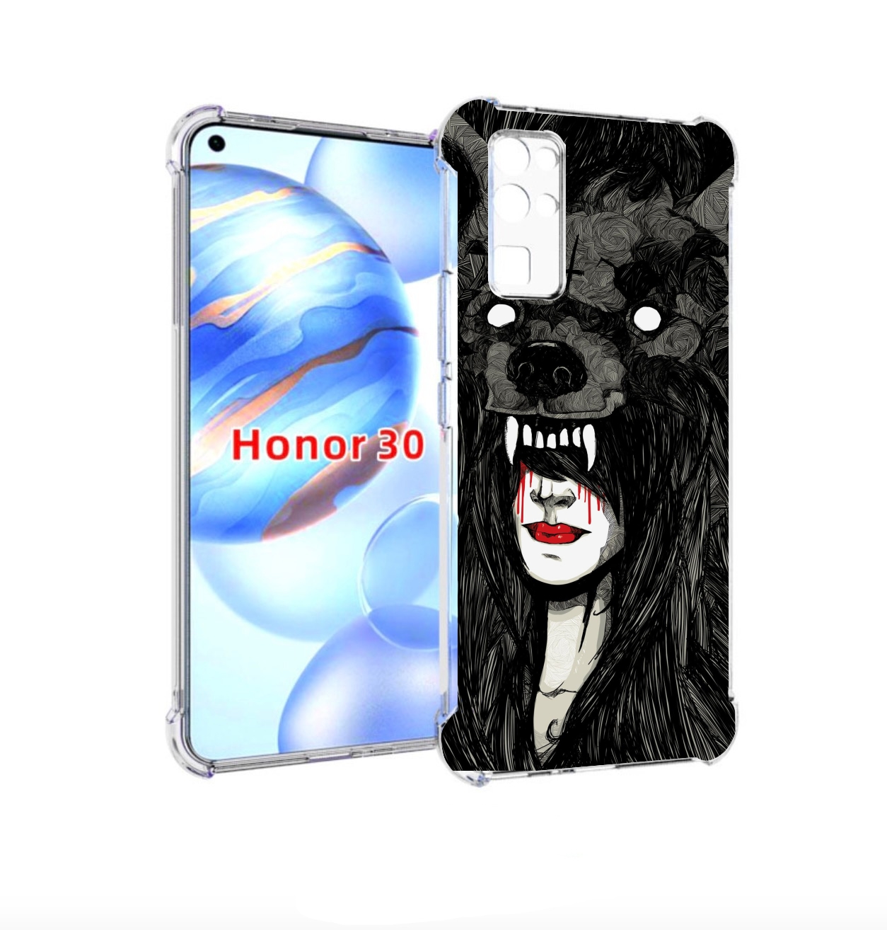 

Чехол бампер MyPads девушка в шкуре волка женский для Honor 30 (, Прозрачный, Tocco