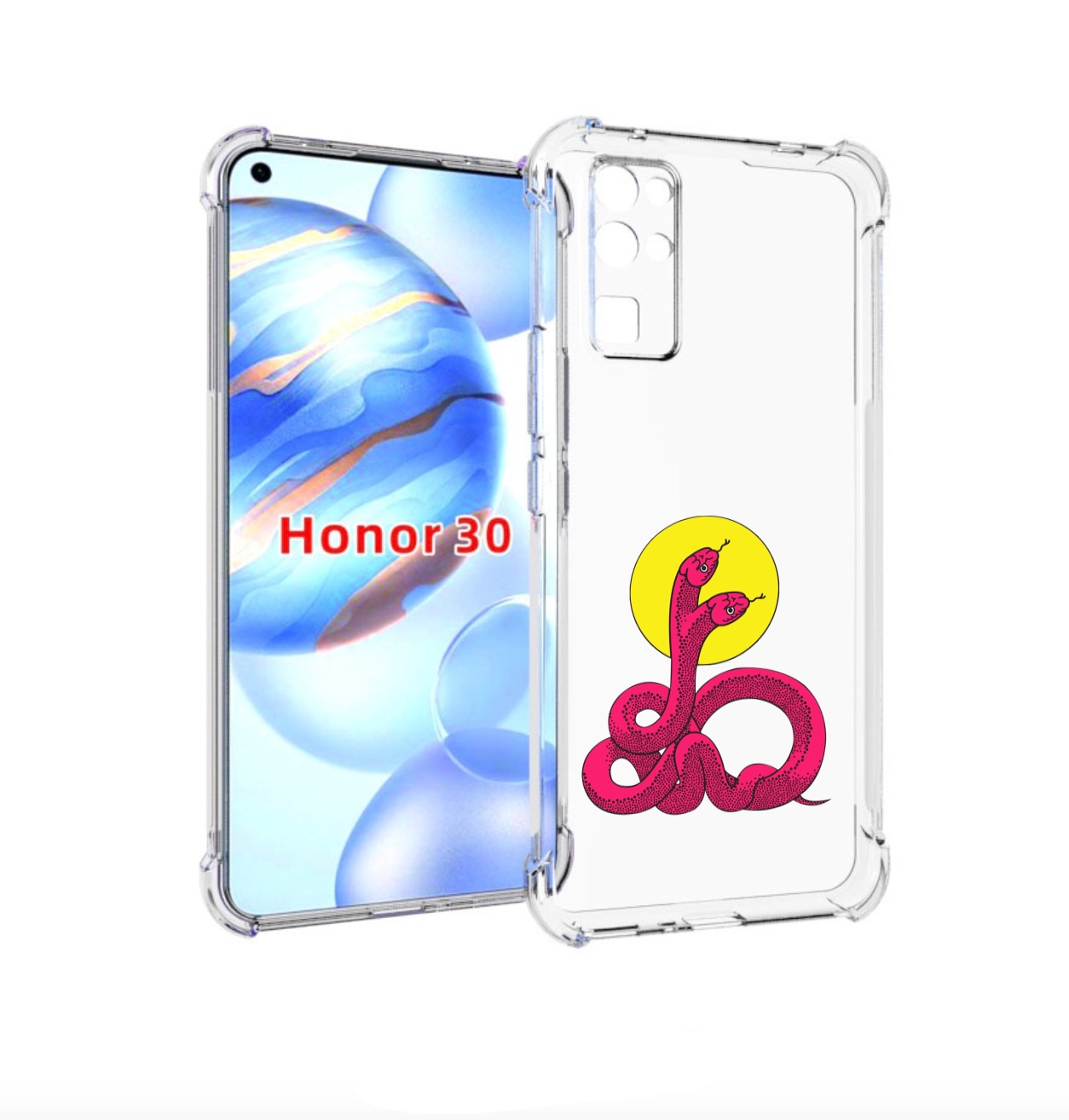 

Чехол бампер MyPads двухголовая-змея для Honor 30 (BMH-AN10) про, Прозрачный, Tocco