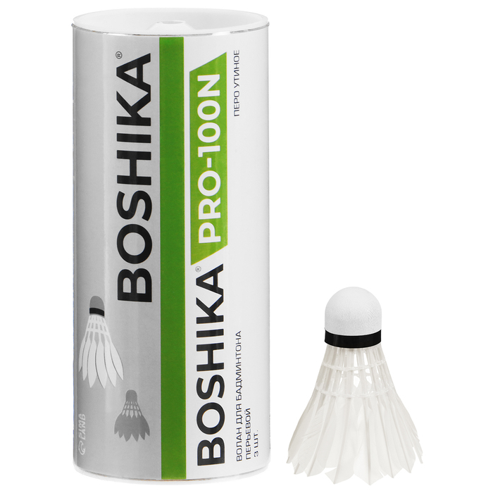 

Волан BOSHIKA 100N, 3 шт., перо, Белый, Pro