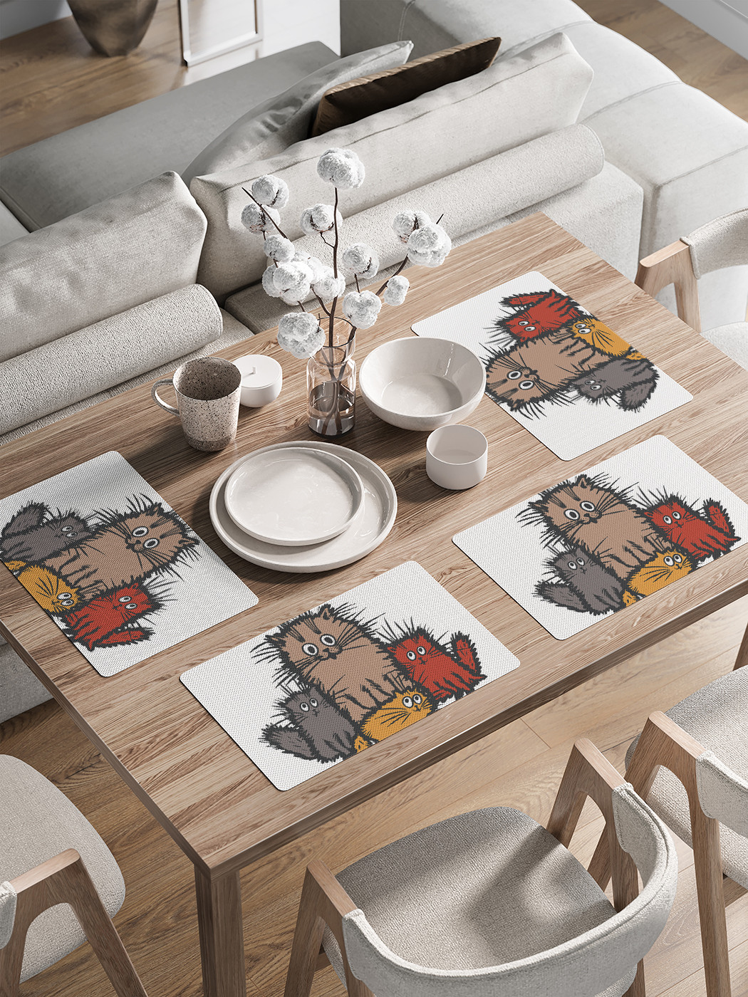 

Салфетки сервировочные JoyArty Озорные коты 30x46 см, ser002_425500_30x46, Белый