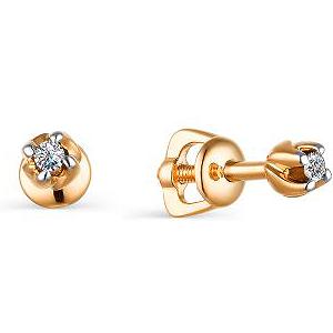 

Серьги с 2 бриллиантами из красного золота Алкор 23618-100, 23618-100