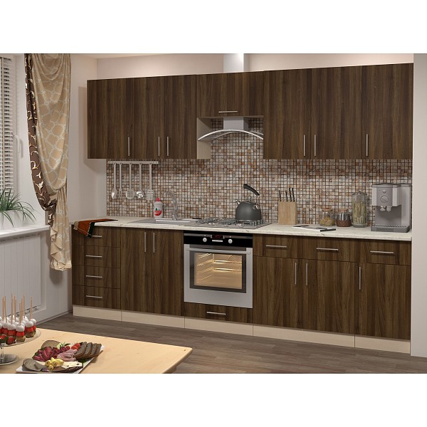 

Гарнитур кухонный Баронс Лира-5, древесина коричневая нейтральная орех, Лира-5