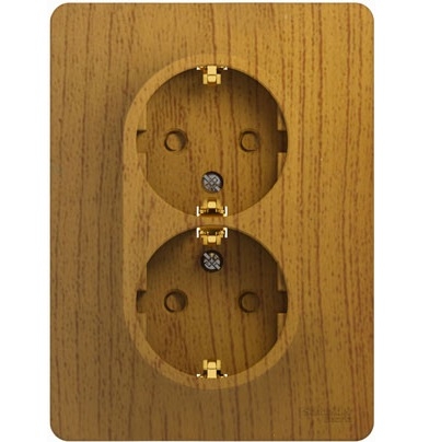 

Розетка двойная Schneider Electric Glossa с заземлением и защитными шторками в сборе. Дуб