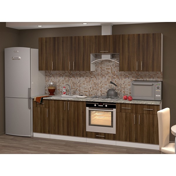 

Гарнитур кухонный Баронс Лира-4, древесина коричневая нейтральная орех, Лира-4