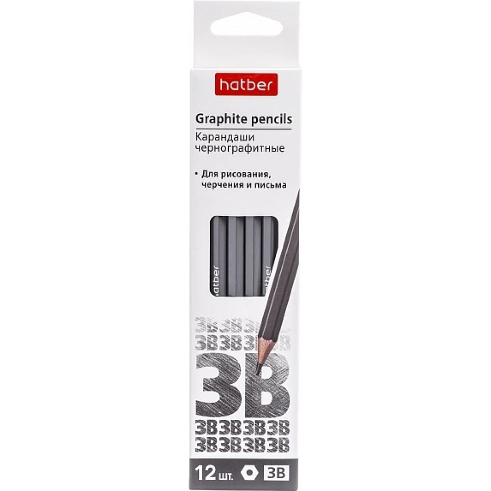 

Чернографитный карандаш Hatber PERFECT 3B шестигранный корпус 12 шт. 074191