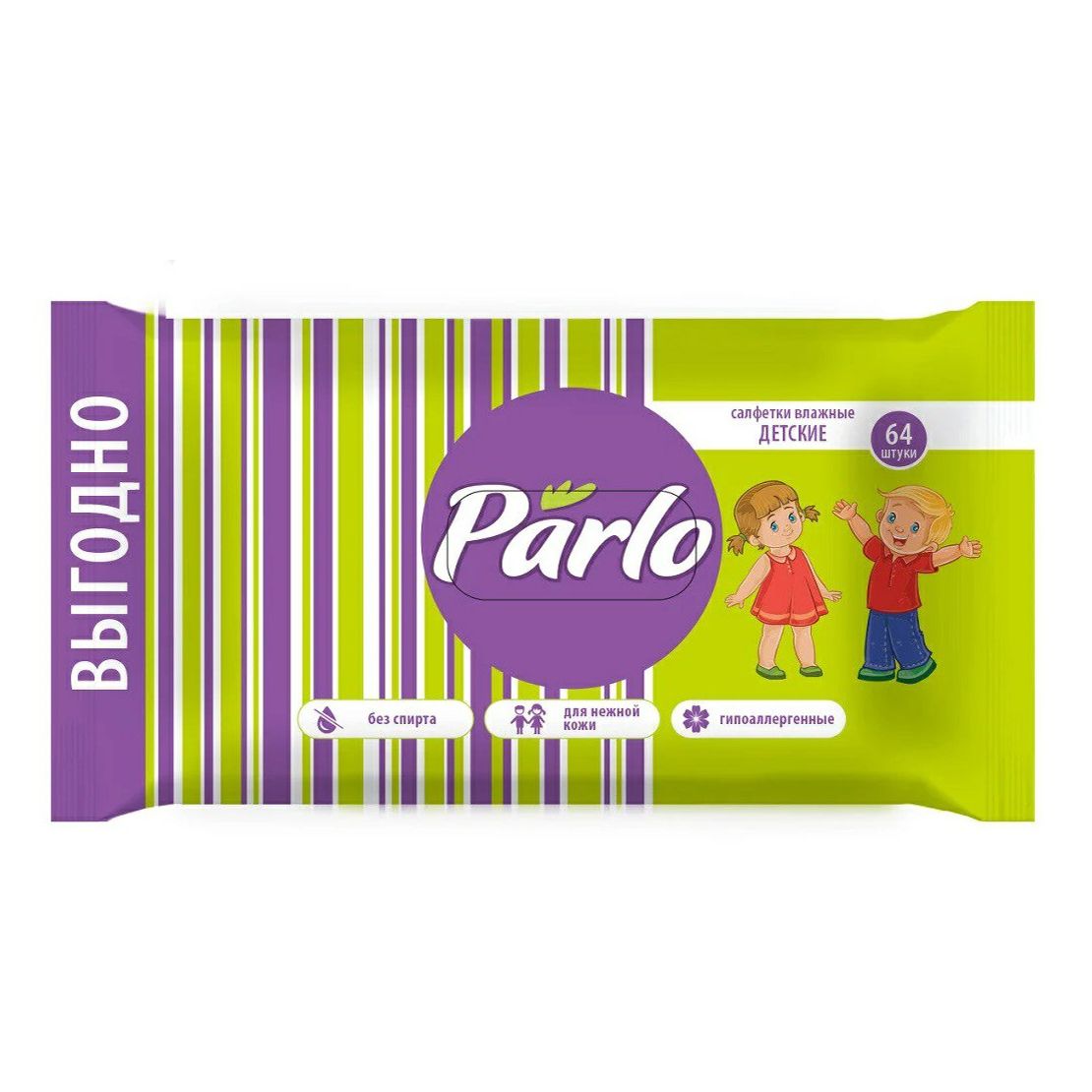Салфетки влажные для детей Parlo гипоаллергенные 64 шт