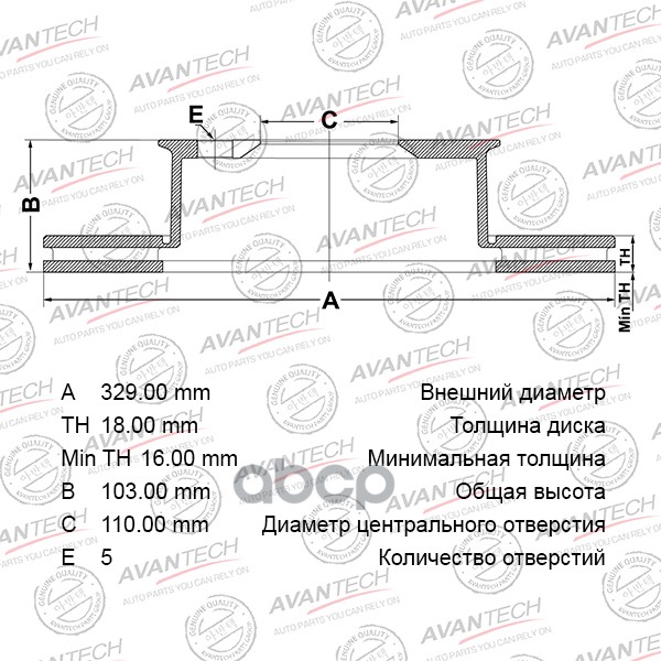 

Диск Тормозной AVANTECH арт. BR0109S