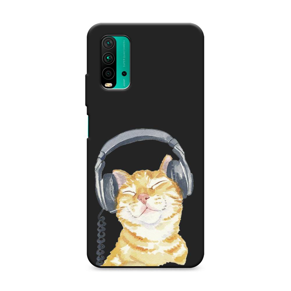 

Матовый силиконовый чехол "Кот меломан" на Xiaomi Redmi 9T, Кот меломан