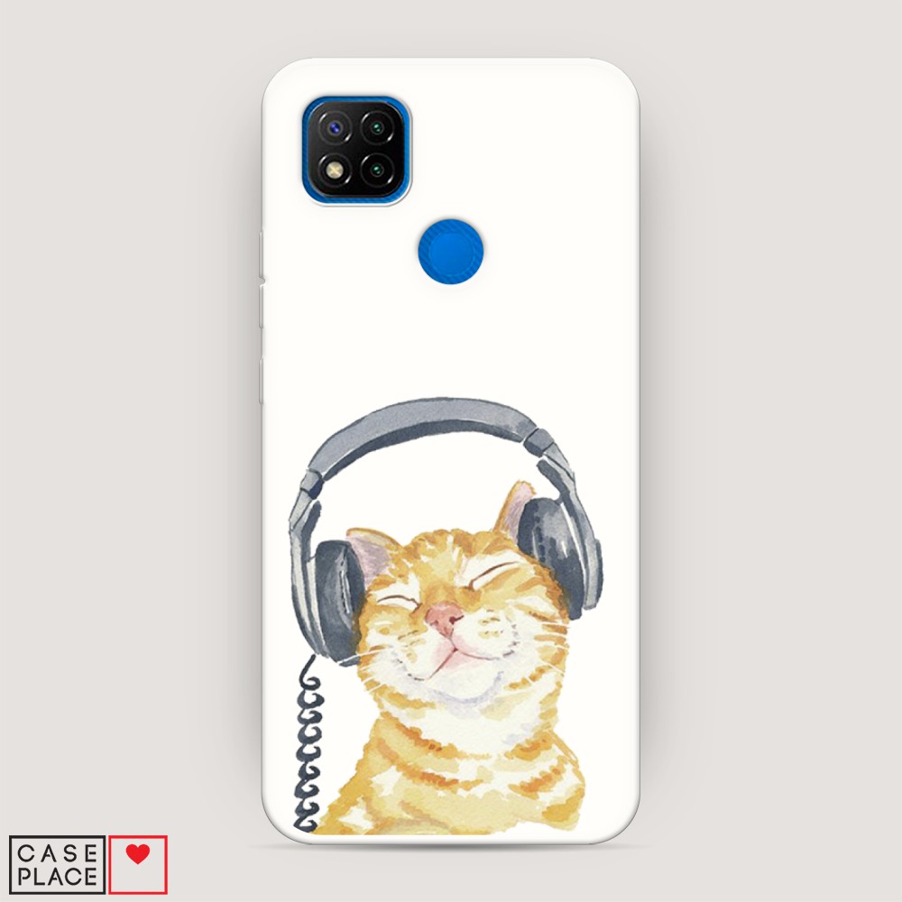 

Матовый силиконовый чехол "Кот меломан" на Xiaomi Redmi 9C, Кот меломан