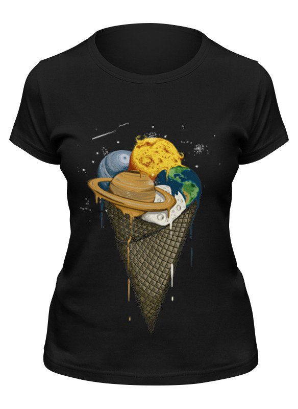 

Футболка женская Printio Spacecream черная M, Черный, Spacecream