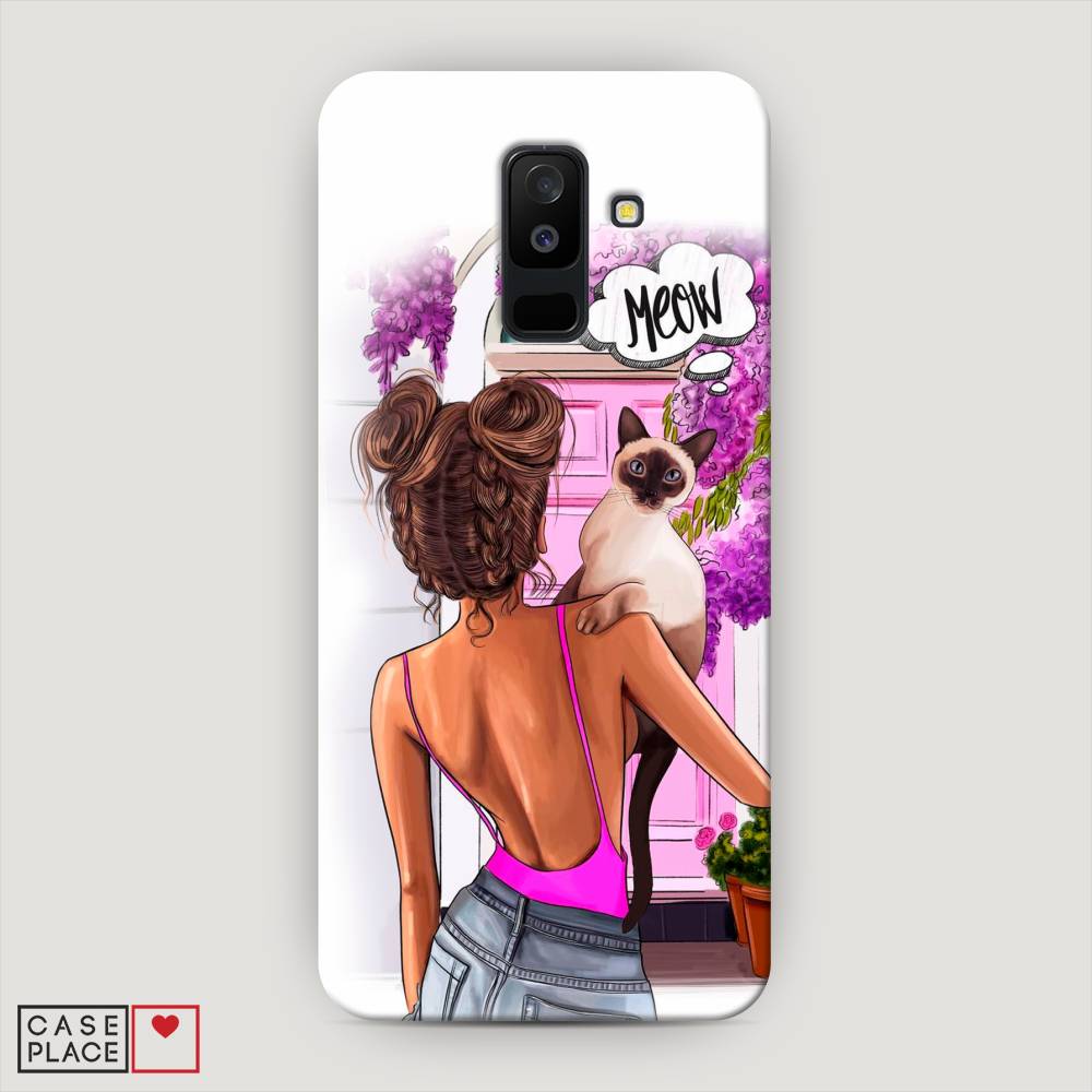 

Чехол Awog "Девушка с кошкой" для Samsung Galaxy A6 +, 26020-5