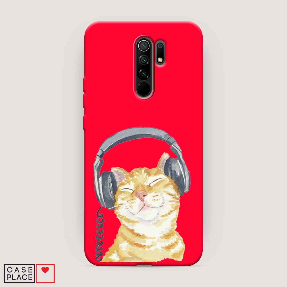 

Матовый силиконовый чехол "Кот меломан" на Xiaomi Redmi 9, Кот меломан