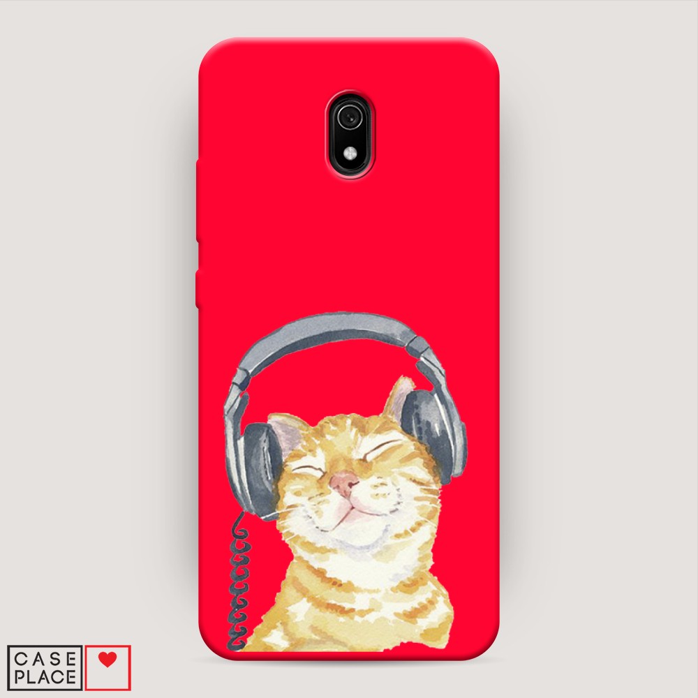 

Матовый силиконовый чехол "Кот меломан" на Xiaomi Redmi 8A, Кот меломан