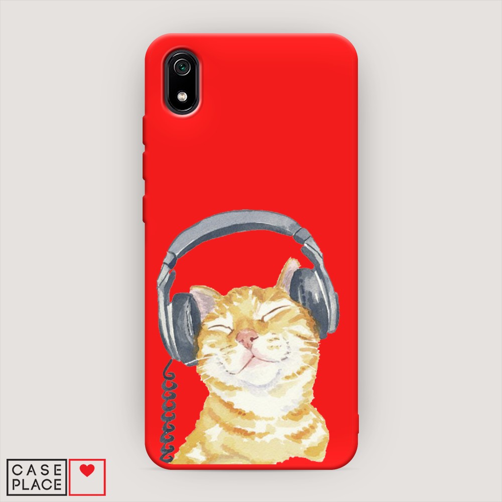 

Матовый силиконовый чехол "Кот меломан" на Xiaomi Redmi 7A, Кот меломан