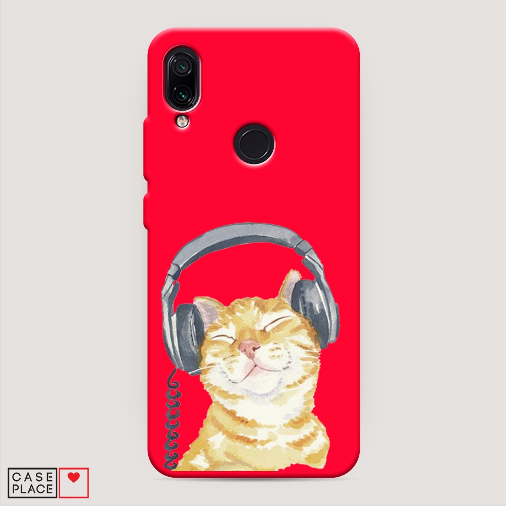 

Матовый силиконовый чехол "Кот меломан" на Xiaomi Redmi 7, Кот меломан