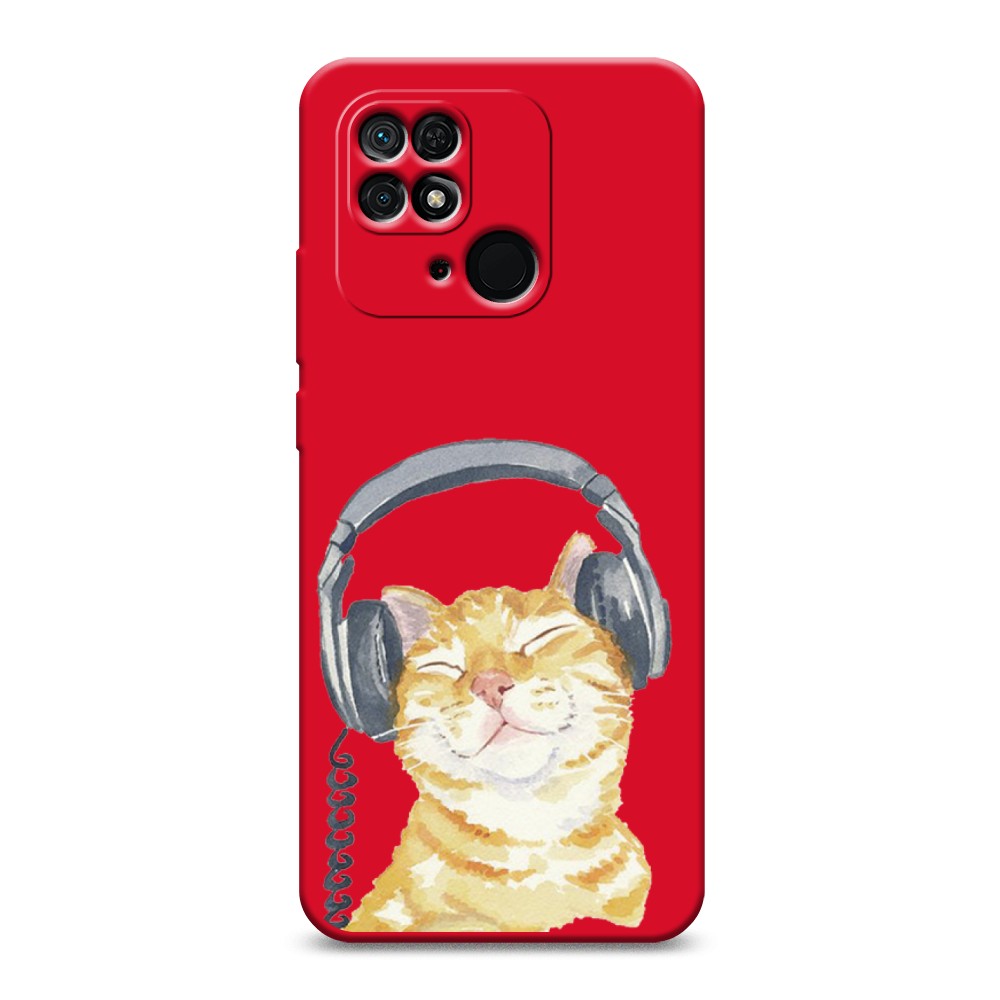 

Матовый силиконовый чехол "Кот меломан" на Xiaomi Redmi 10C, Кот меломан