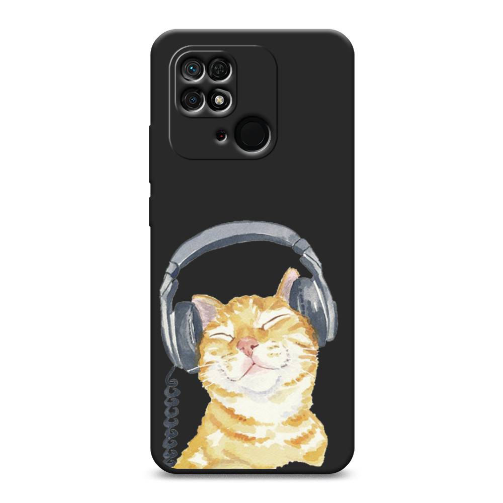 

Матовый силиконовый чехол "Кот меломан" на Xiaomi Redmi 10C, Кот меломан