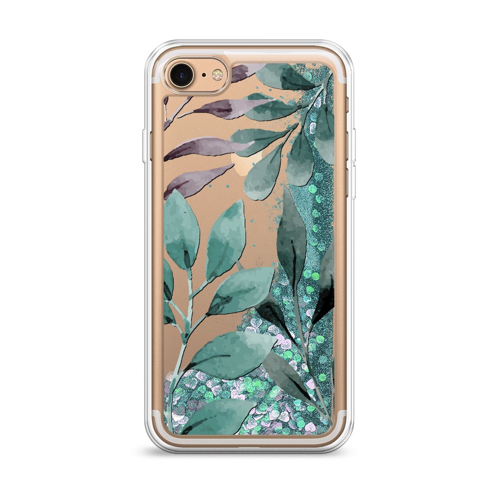 

Жидкий чехол с блестками "Листы цветов" на Apple iPhone 7, 10695-1