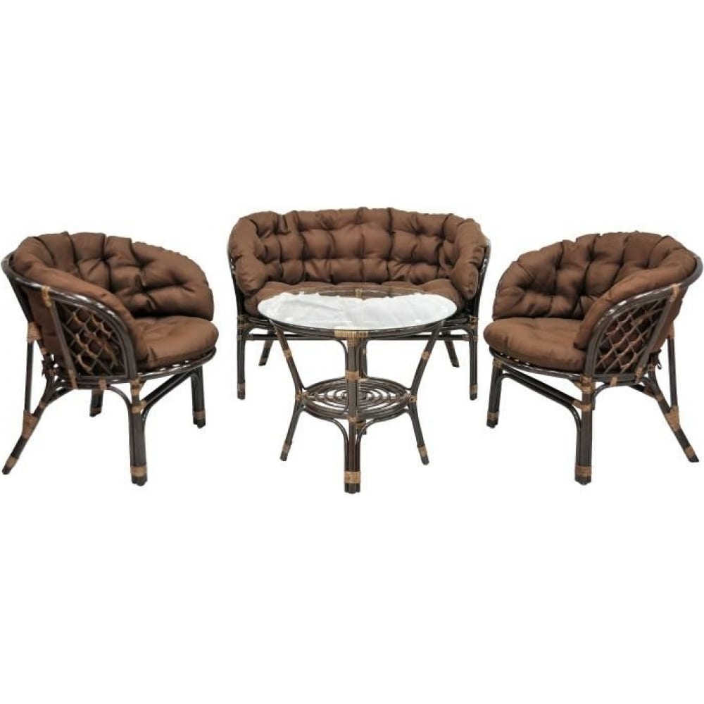 

Кофейный комплект ЭкоДизайн БАГАМА S стол, 2 кресла, диван, подушка 03/10 Б (S)