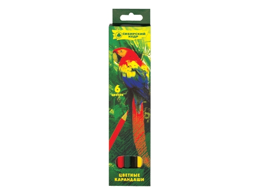 Карандаши цветные Сибирский кедр, 6 цветов, 175мм