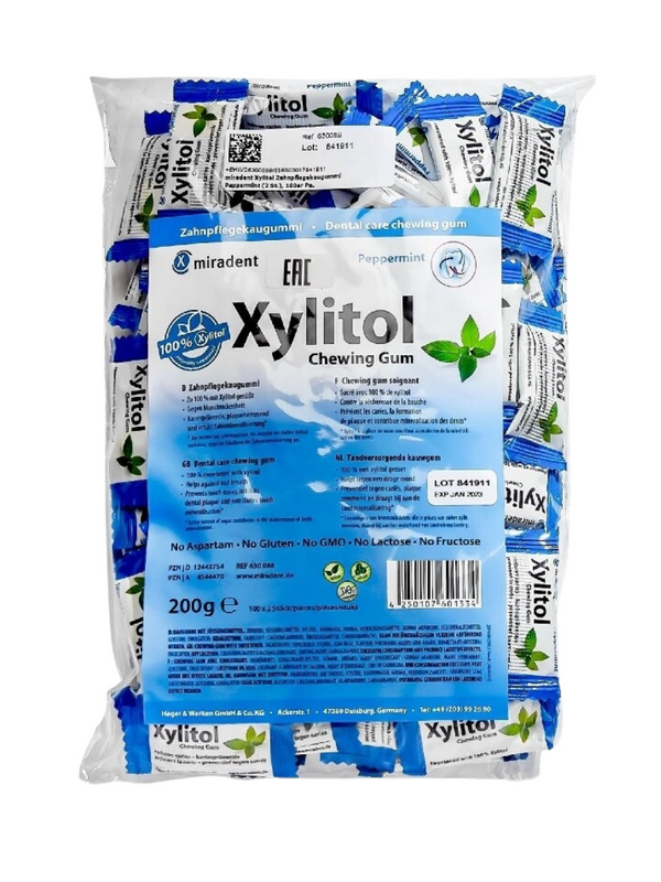 Жевательная резинка Miradent Xylitol Перечная мята, 100 шт * 2