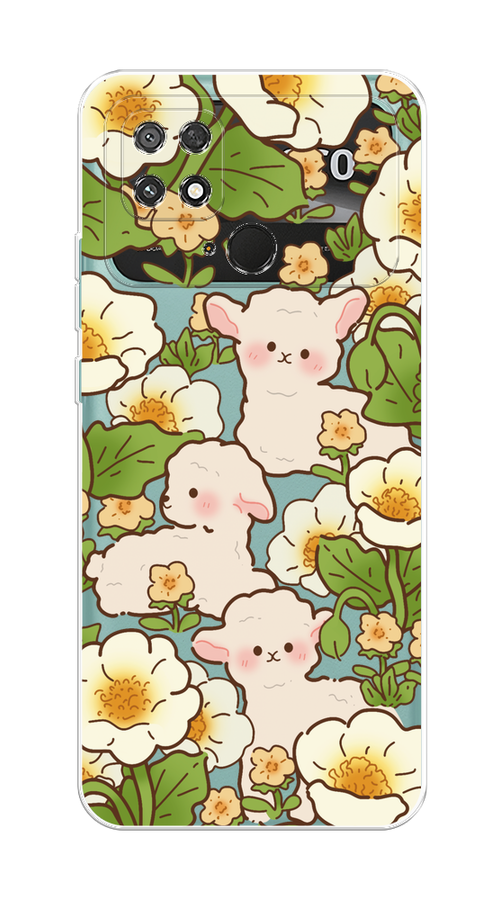 

Чехол на Xiaomi Poco C40 "Овечки в цветах", Зеленый;бежевый, 315850-1
