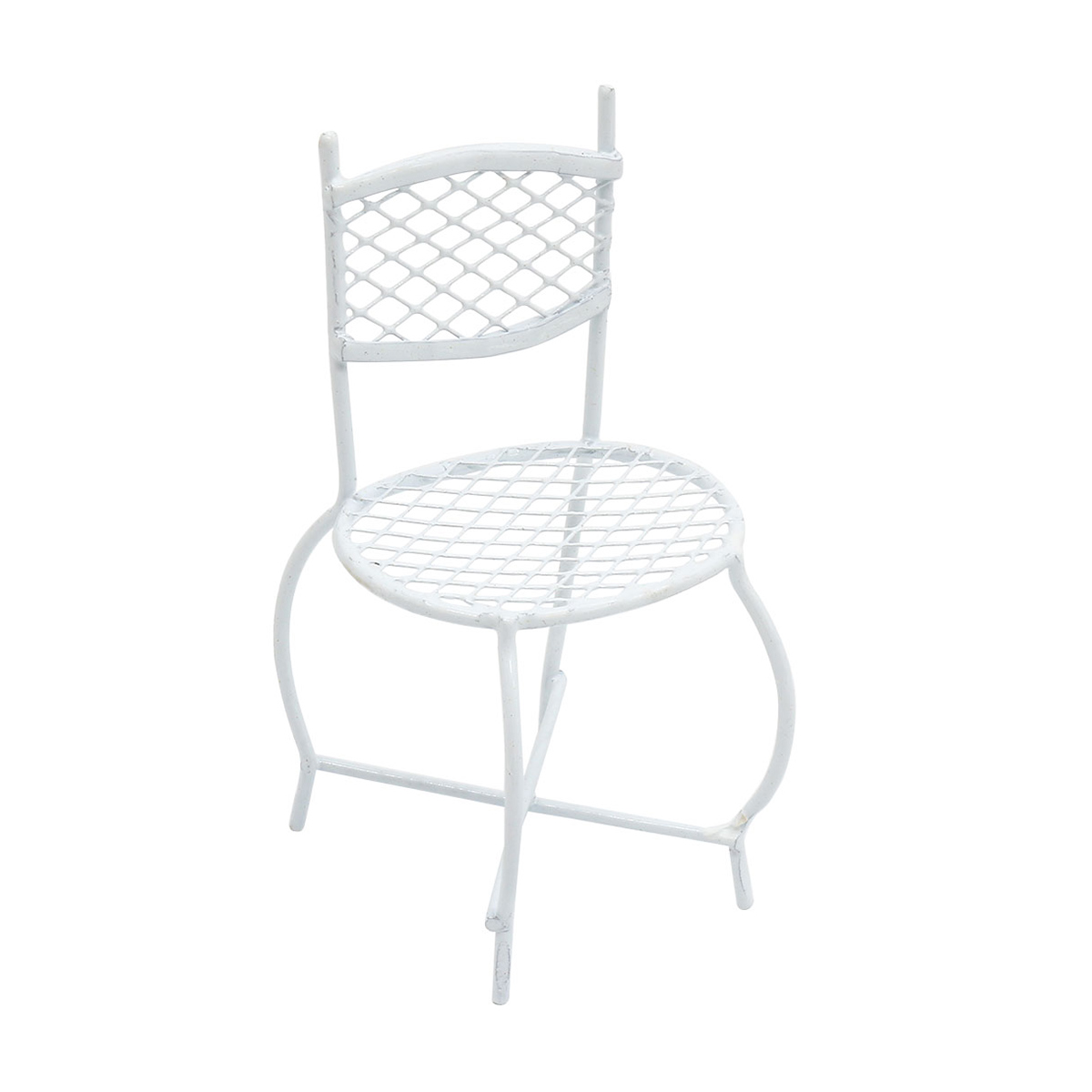 фото Миниатюра металлический стул, белый 4,3*3,5*4*7,5см астра 7717634