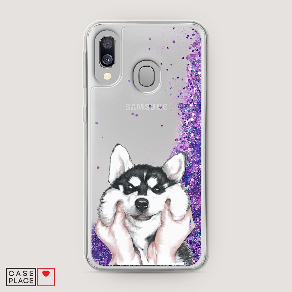 

Жидкий чехол с блестками "Щечки хаски" на Samsung Galaxy A40