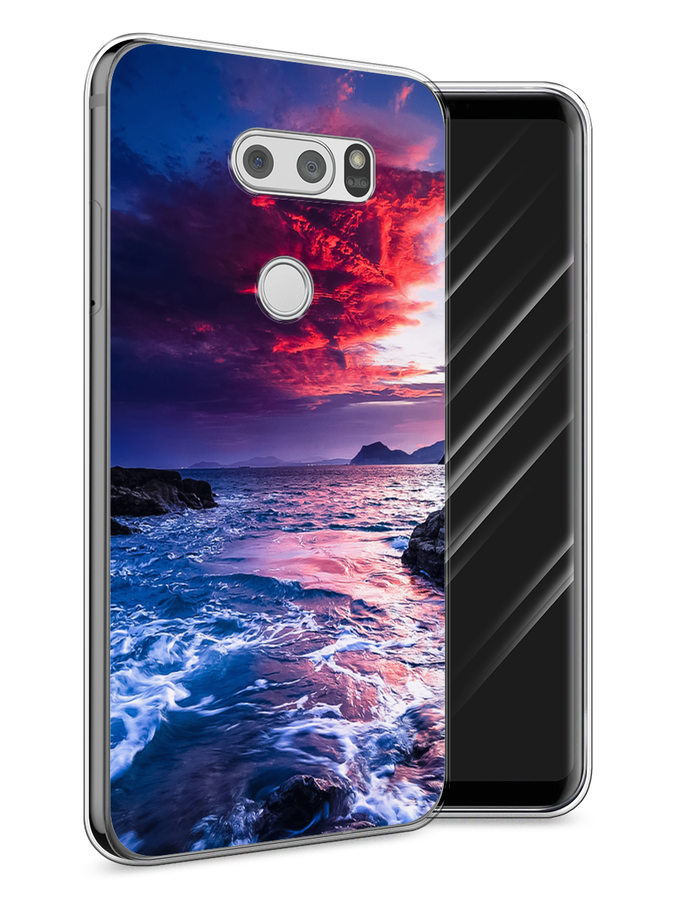 

Чехол Awog на LG V30 "Волны 1", Розовый;синий, 83050-4