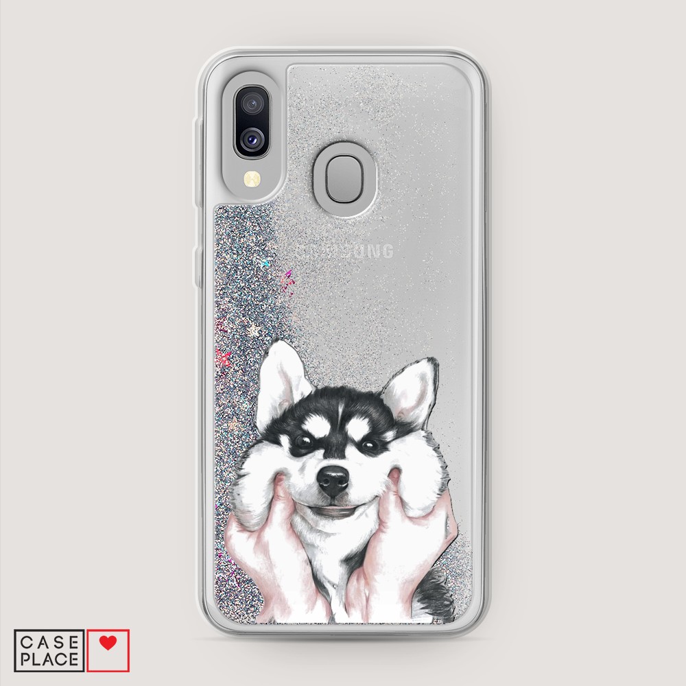 

Жидкий чехол с блестками "Щечки хаски" на Samsung Galaxy A40
