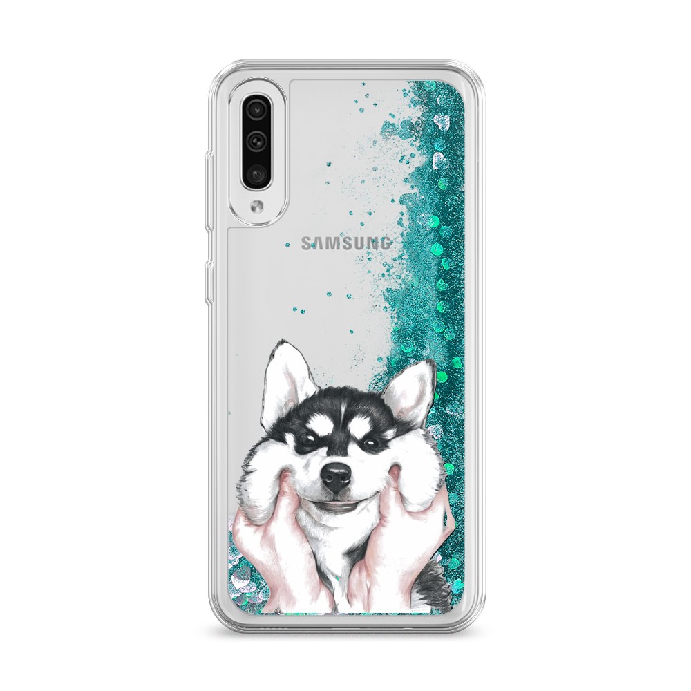 

Жидкий чехол с блестками "Щечки хаски" на Samsung Galaxy A30s, 28895-1