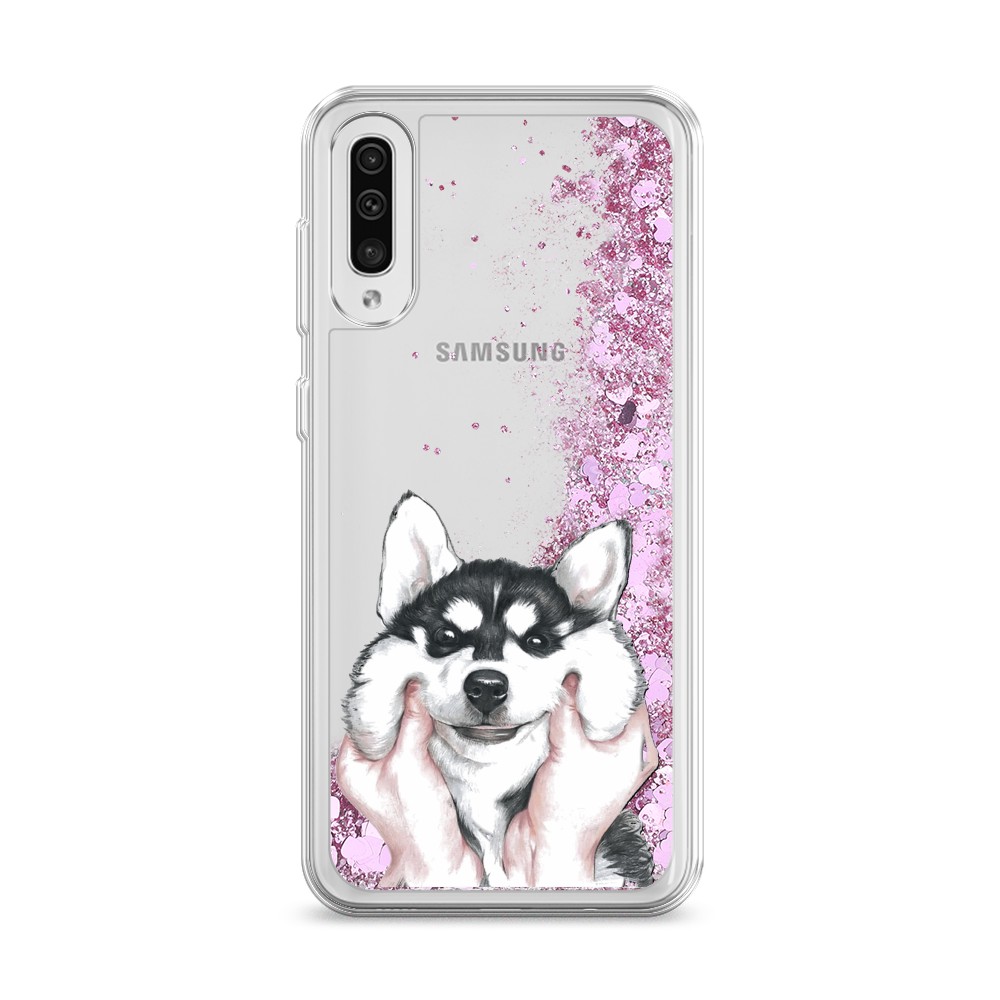 

Жидкий чехол с блестками "Щечки хаски" на Samsung Galaxy A30s