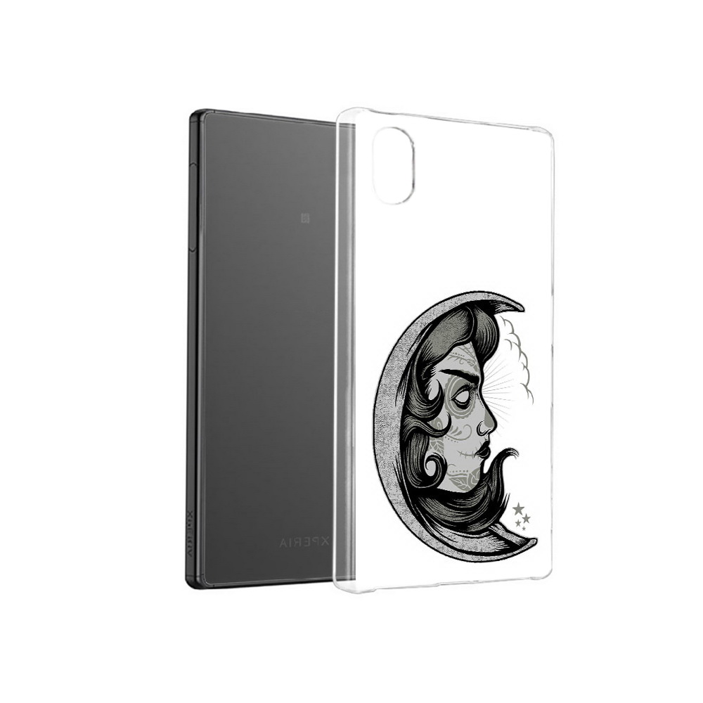 Чехол MyPads Tocco для Sony Xperia X черно белая луна с лицом
