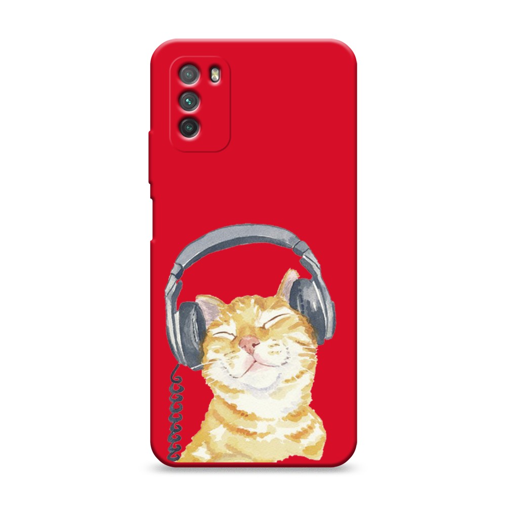 

Матовый силиконовый чехол "Кот меломан" на Xiaomi Poco M3, Кот меломан