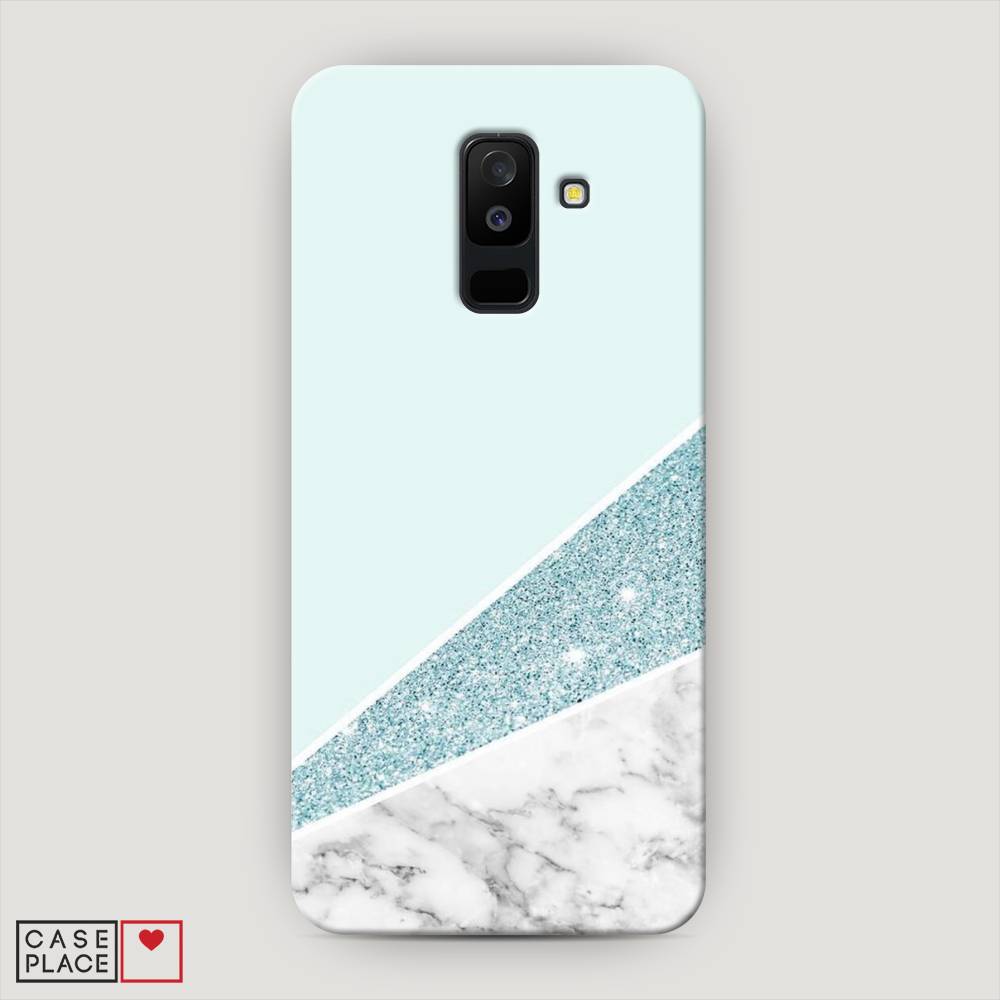 фото Чехол awog "мрамор с голубыми блестками" для samsung galaxy a6 +