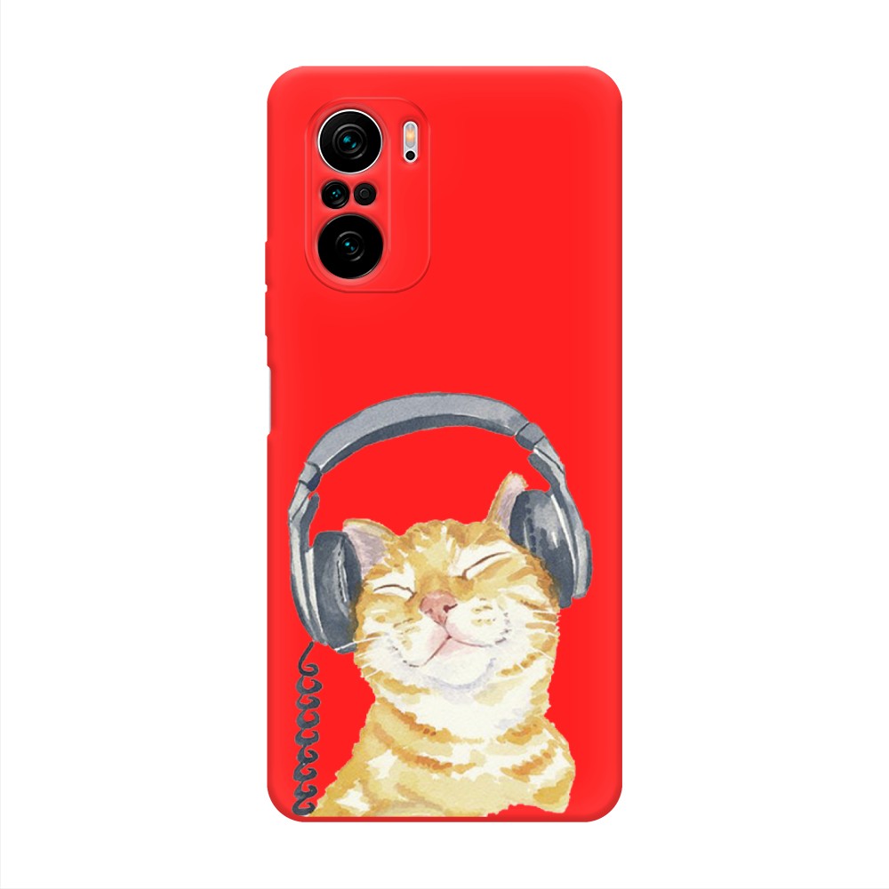 

Матовый силиконовый чехол "Кот меломан" на Xiaomi Poco F3, Кот меломан
