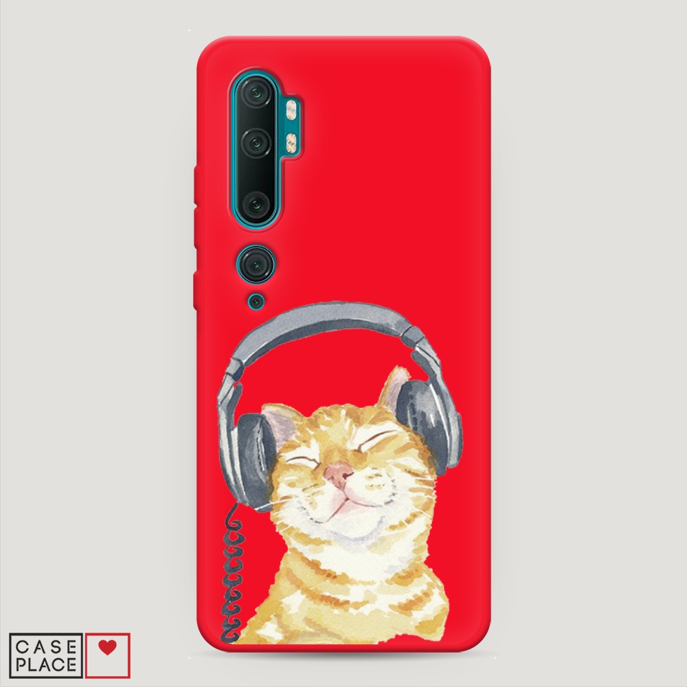 

Матовый силиконовый чехол "Кот меломан" на Xiaomi Mi Note 10, Кот меломан