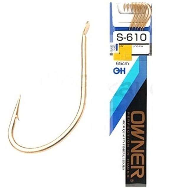 

Одинарные крючки Owner Chod Hook №10, с лопаткой, с бородкой, с поводком8 шт., Золотистый, S610