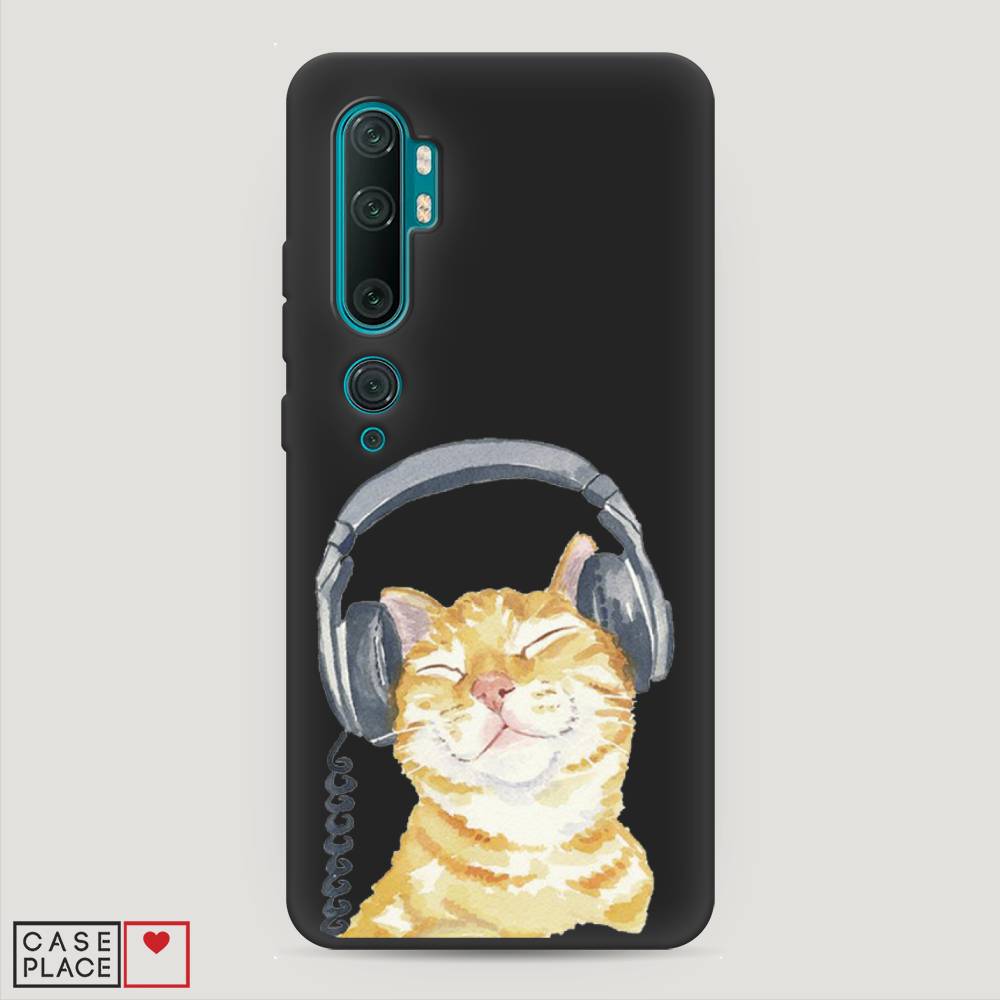 

Матовый силиконовый чехол "Кот меломан" на Xiaomi Mi Note 10, Кот меломан