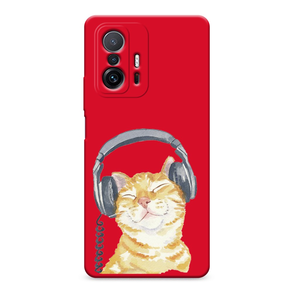 

Матовый силиконовый чехол "Кот меломан" на Xiaomi Mi 11T Pro, Кот меломан