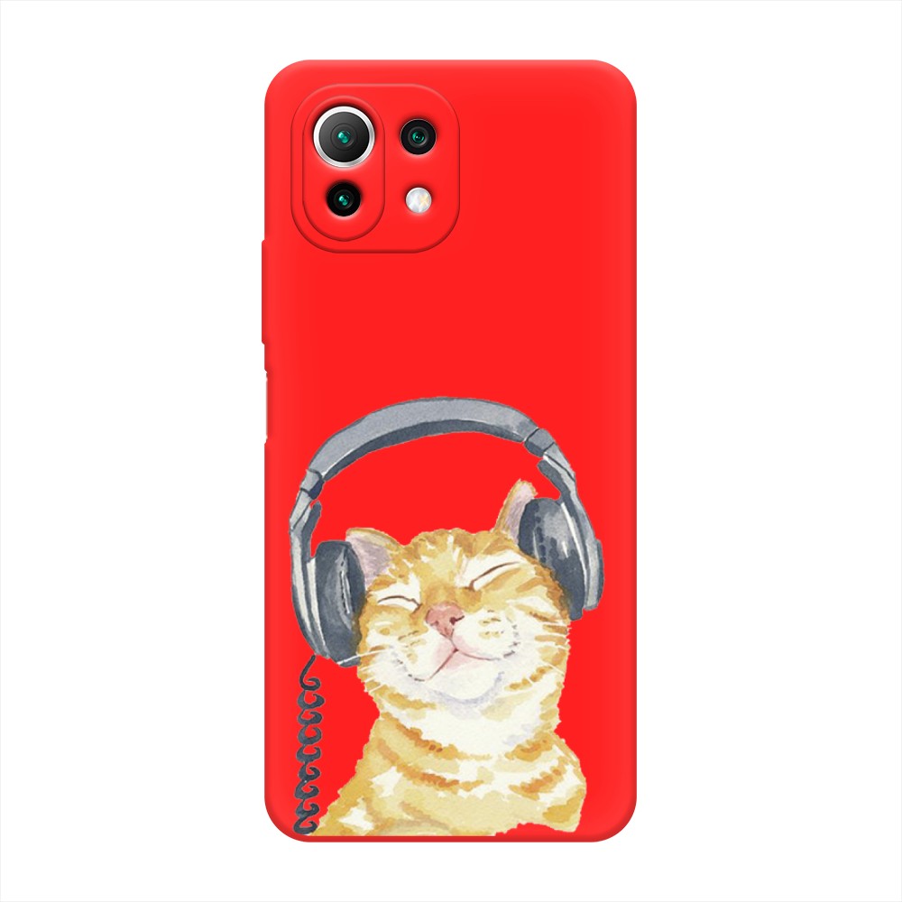 

Матовый силиконовый чехол "Кот меломан" на Xiaomi Mi 11 Lite, Кот меломан