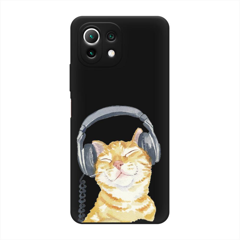 

Матовый силиконовый чехол "Кот меломан" на Xiaomi Mi 11 Lite, Кот меломан