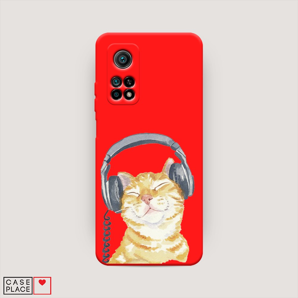 

Матовый силиконовый чехол "Кот меломан" на Xiaomi Mi 10T, Кот меломан