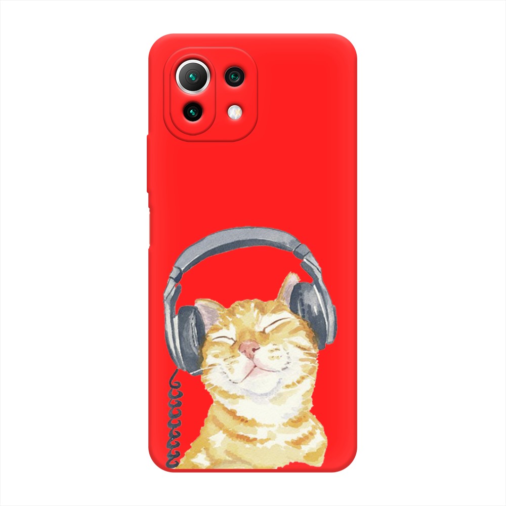 

Матовый силиконовый чехол "Кот меломан" на Xiaomi 11 Lite 5G NE, Кот меломан