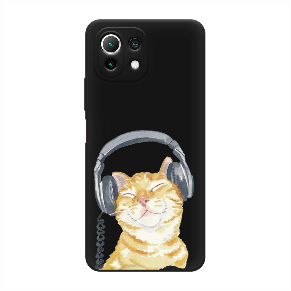 

Матовый силиконовый чехол "Кот меломан" на Xiaomi 11 Lite 5G NE, Кот меломан