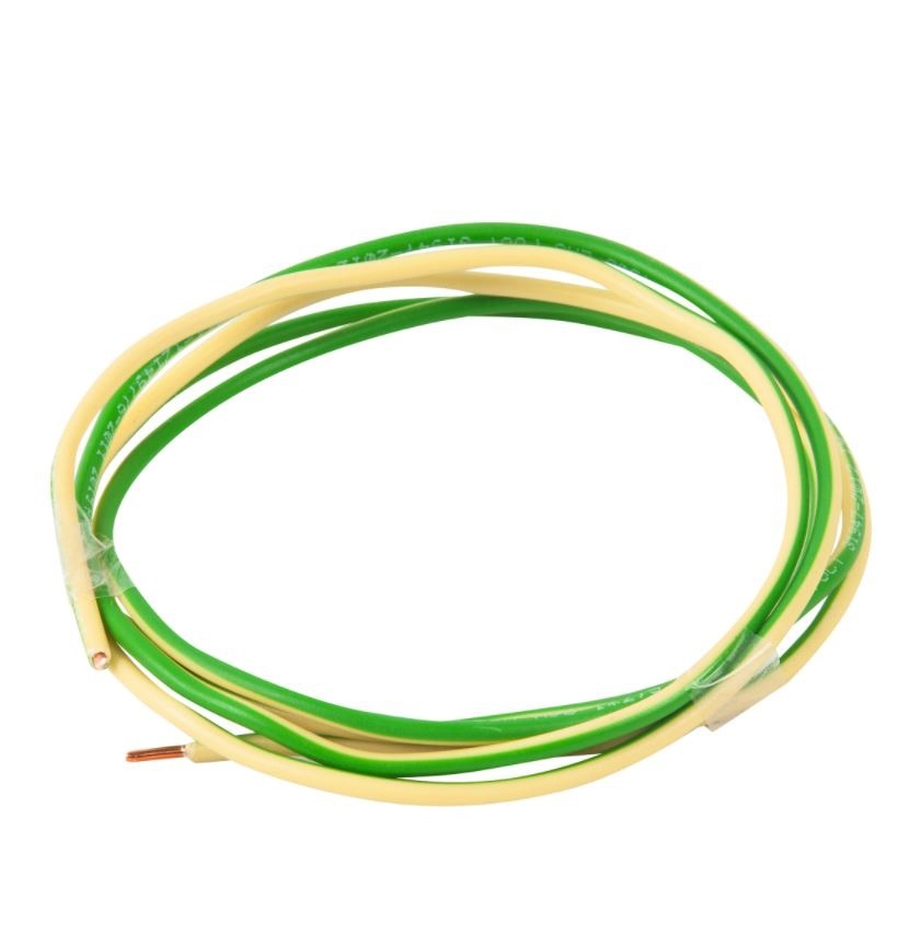 фото Провод однопроволочный пув пв1 1х10 желто-зеленый(смотка из 15 м) nobrand