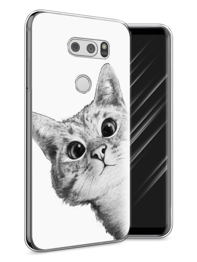 

Чехол Awog на LG V30 "Кот рисунок черно-белый", Черный, 83050-1