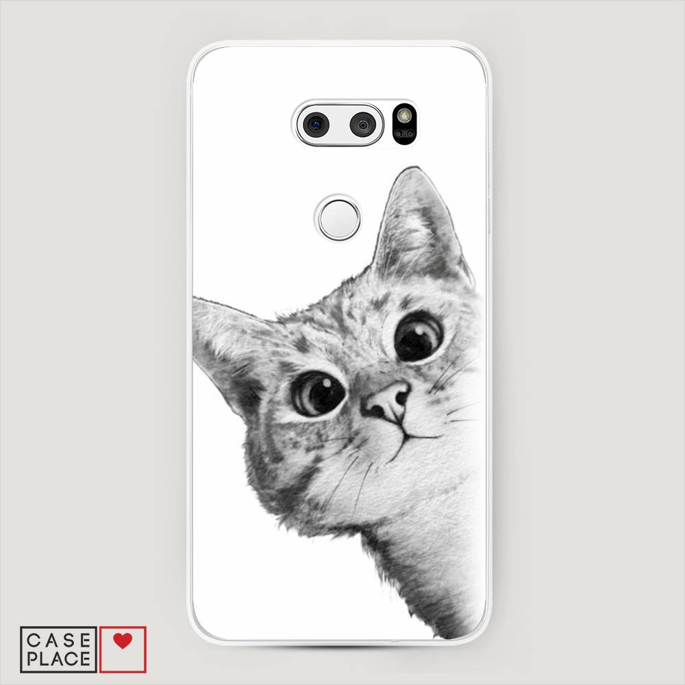 фото Чехол awog "кот рисунок черно-белый" для lg v30